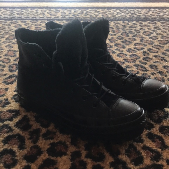 converse fur sneakers